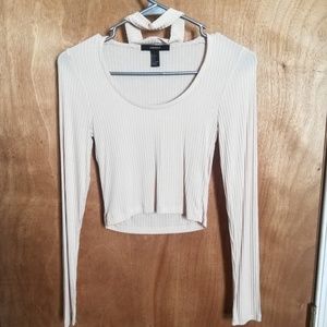 Light Pink Long Sleeve Crop Top